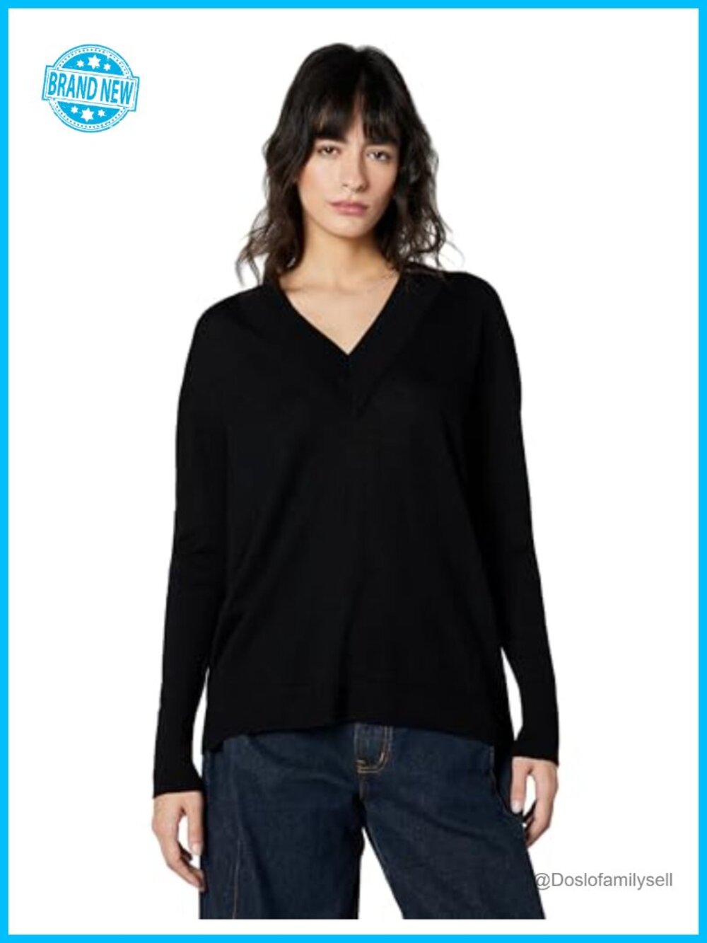 100% Merino Wool V-Neck Pullover Sweater Long Sleeve Lightweight